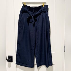 Michael Kors Navy blue belted wide leg pants
